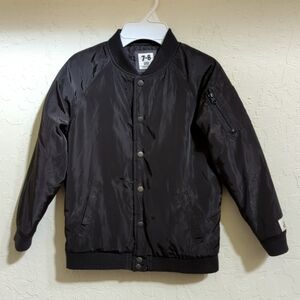 Cotton On Kids Black Nylon Snap Button Bomber Jacket Size 7-8 Unisex